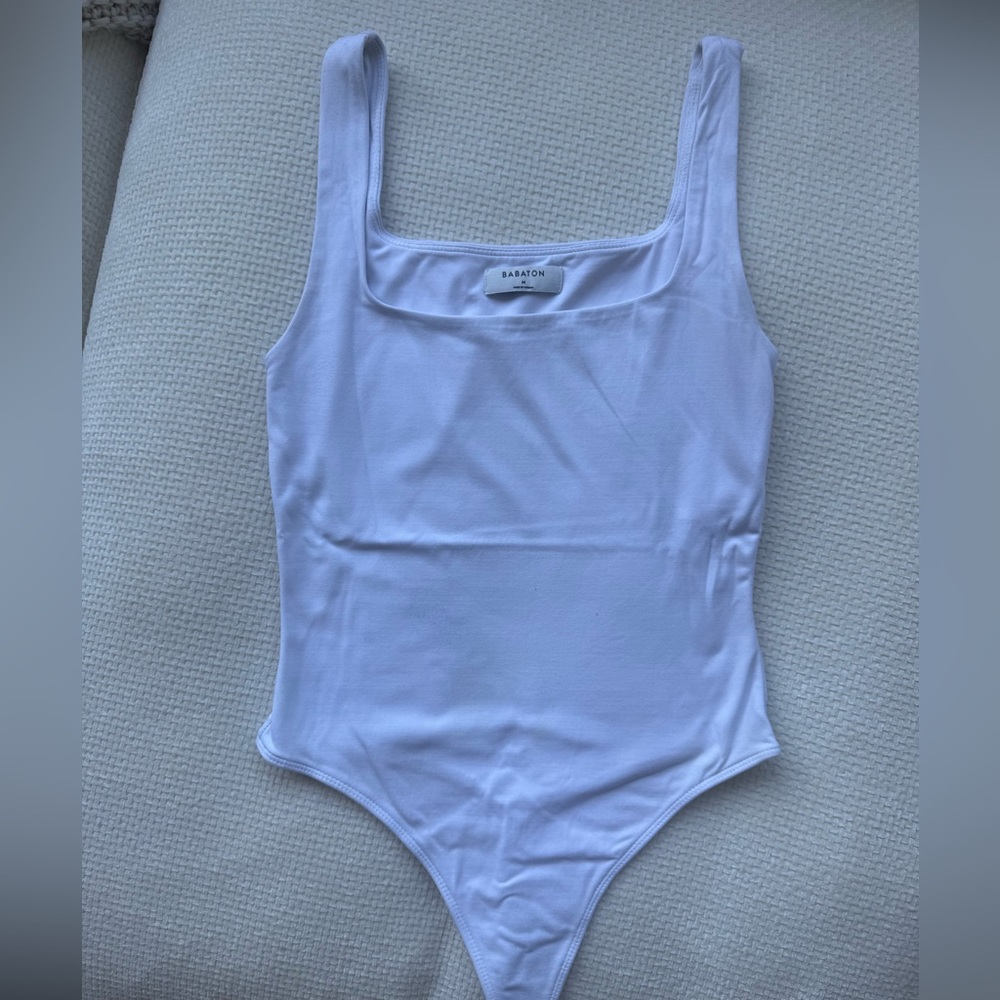 Babaton White Stretchy Tank Bodysuit